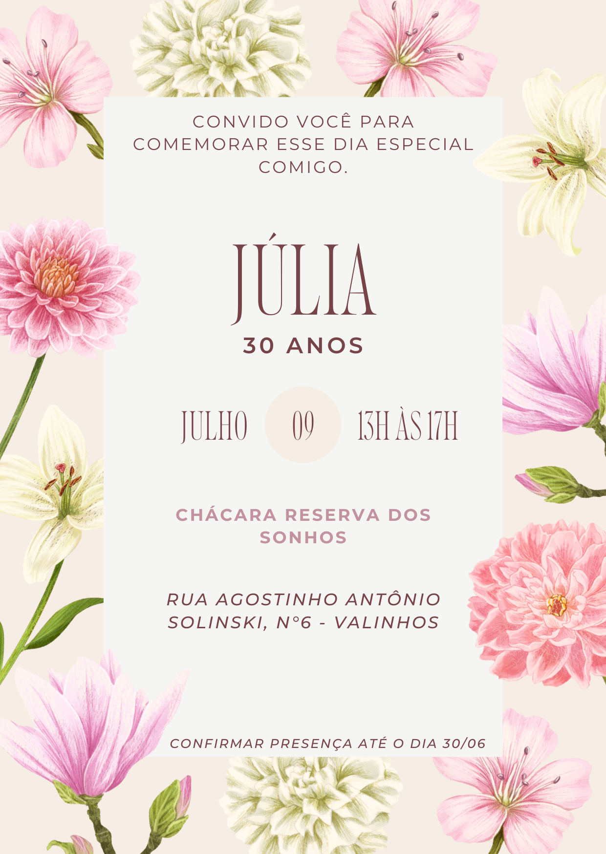 Convite Aniversário Júlia